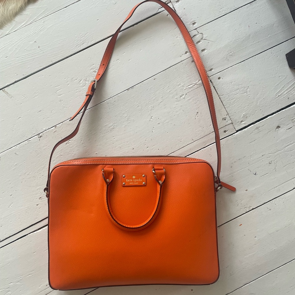 Kate Spade Orange Leather Laptop Bag